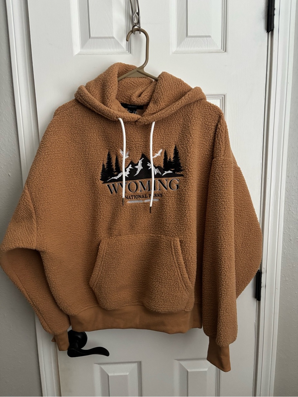 Wyoming National Parks Sherpa Hoodie - Camel forever 21